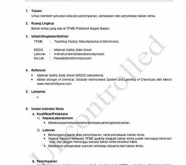 Instruksi Penggunaan Kimia